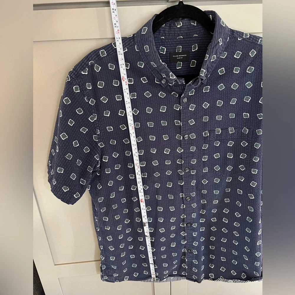 Club Monaco Blue Geometric Print Shirt - Picture 7 of 9
